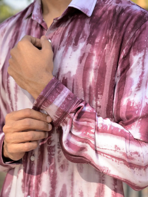 Striped Tie Dye Pashmina Rayon Regular Fit Unisex Shirt