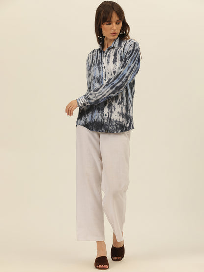 Striped Tie Dye Pashmina Rayon Regular Fit Women Shirt