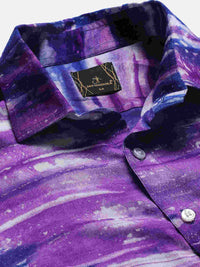 Horizontal Striped Tie Dye Slim Fit Unisex Rayon Shirt