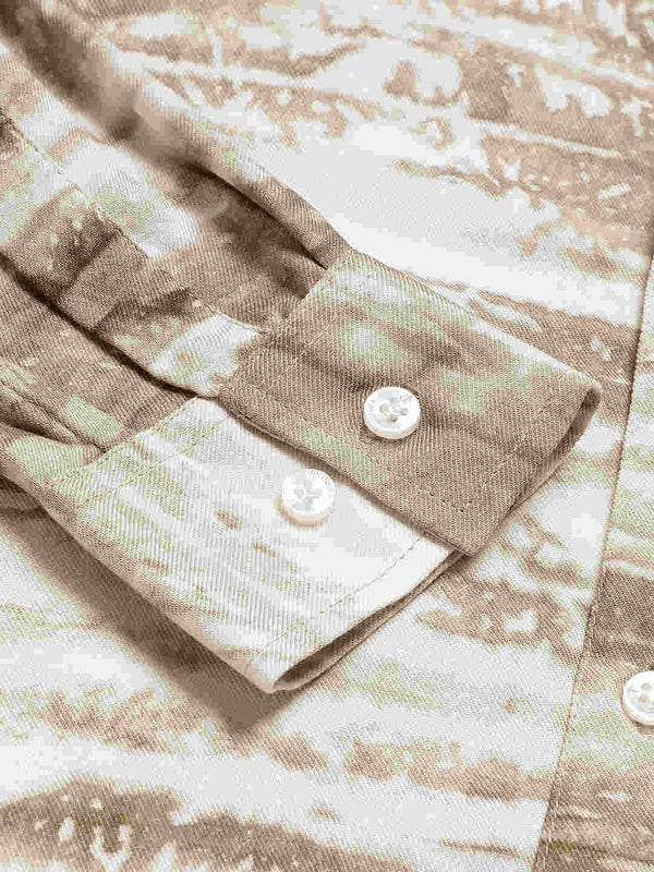 Horizontal Striped Tie Dye Slim Fit Unisex Rayon Shirt