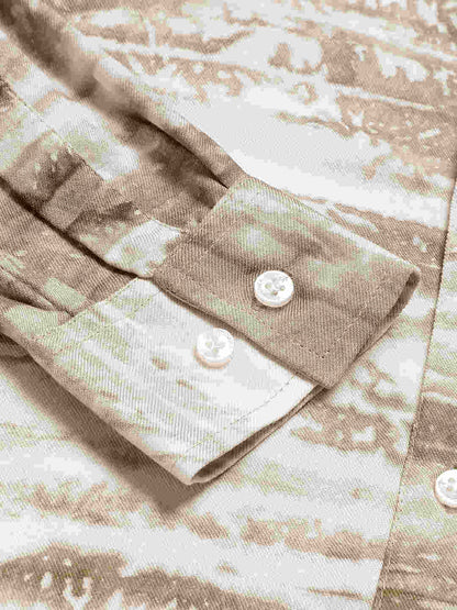 Horizontal Striped Tie Dye Slim Fit Unisex Rayon Shirt