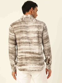 Horizontal Striped Tie Dye Slim Fit Unisex Rayon Shirt
