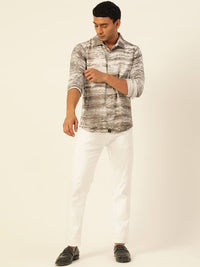 Horizontal Striped Tie Dye Slim Fit Unisex Rayon Shirt