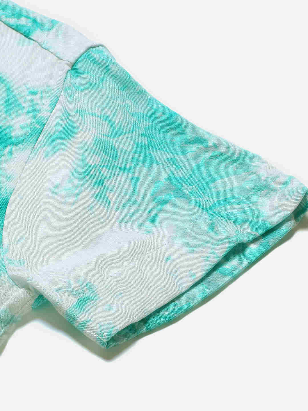 Premium Turquoise and White Tie Dye Slim Fit Rayon Shirt