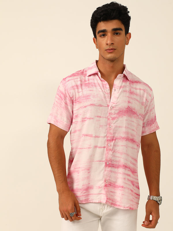 Pastel Tie Dye Slim Fit Unisex Rayon Shirt