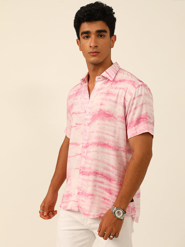 Pastel Tie Dye Slim Fit Unisex Rayon Shirt