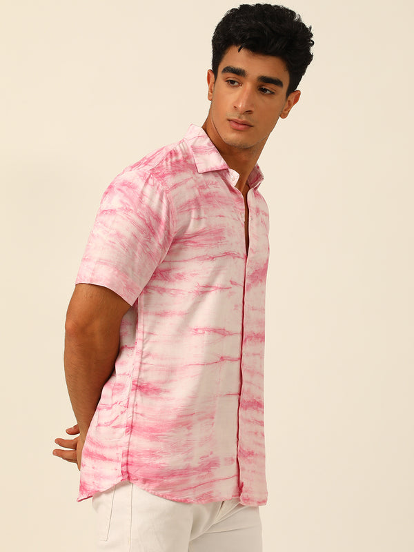 Pastel Tie Dye Slim Fit Unisex Rayon Shirt