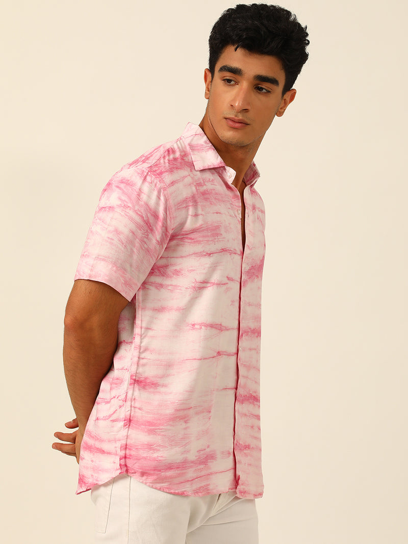 Pastel Tie Dye Slim Fit Unisex Rayon Shirt
