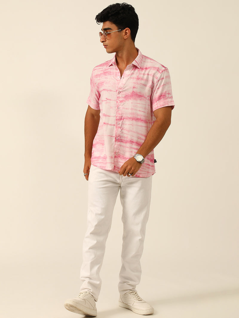 Pastel Tie Dye Slim Fit Unisex Rayon Shirt
