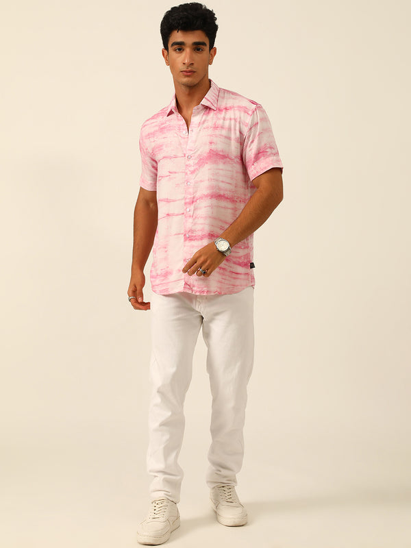 Pastel Tie Dye Slim Fit Unisex Rayon Shirt