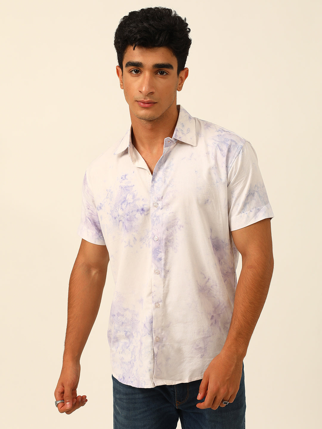 Pastel Tie Dye Slim Fit Unisex Rayon Shirt