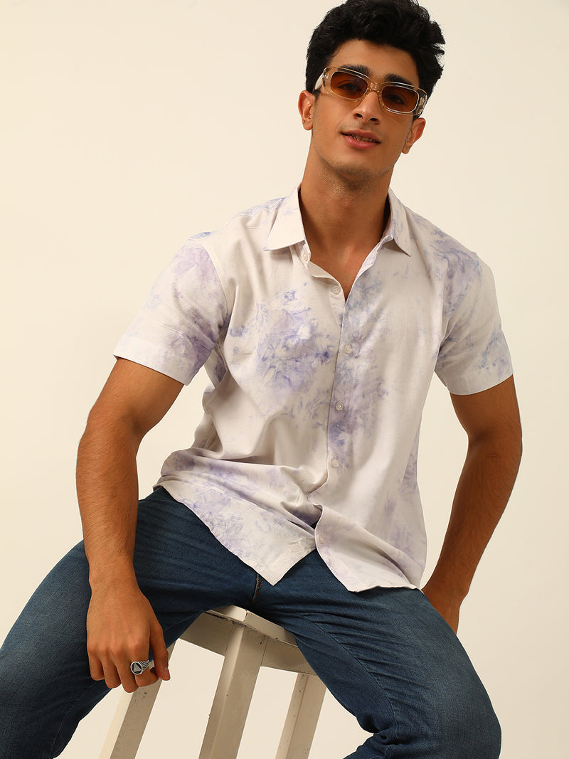 Pastel Tie Dye Slim Fit Unisex Rayon Shirt