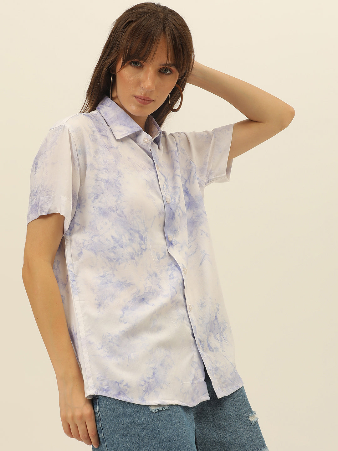 Pastel Hand Tie Dye Rayon Women Shirt