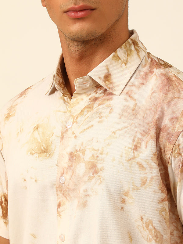 Pastel Tie Dye Slim Fit Unisex Rayon Shirt