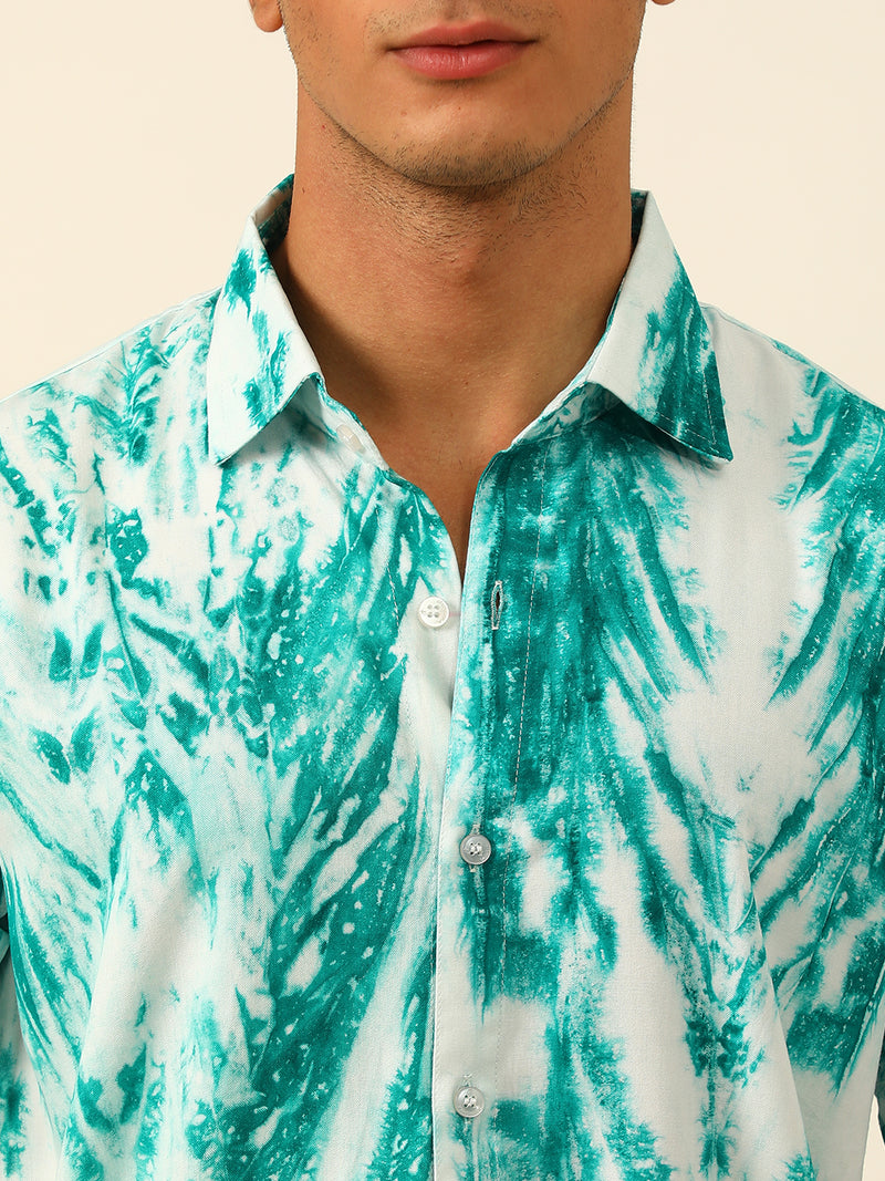 Pastel Tie Dye Slim Fit Unisex Rayon Shirt