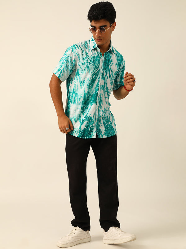 Pastel Tie Dye Slim Fit Unisex Rayon Shirt