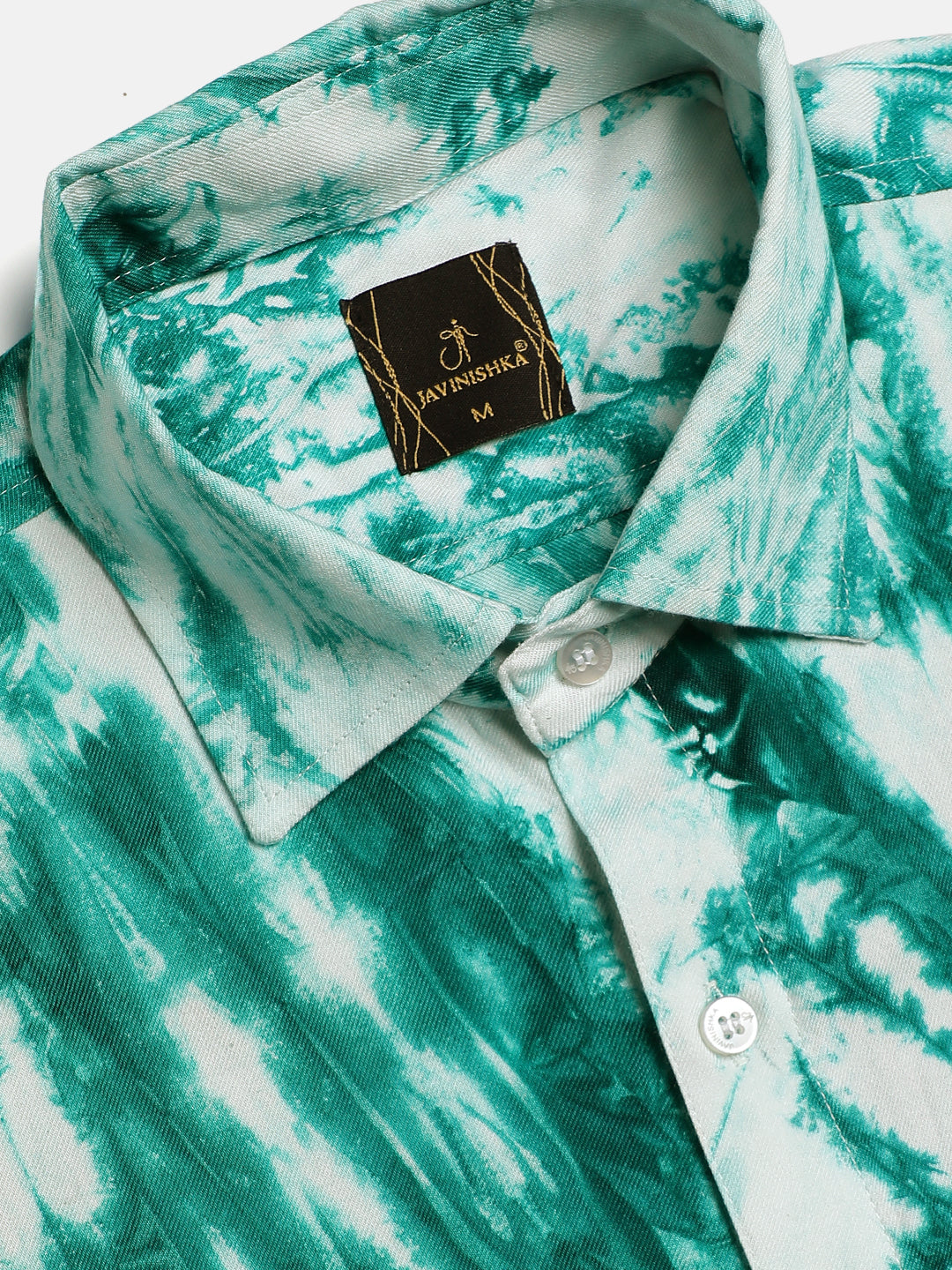 Teal Sustainable Tie Dye Pashmina Rayon Slim Fit Half Sleeves Shirt