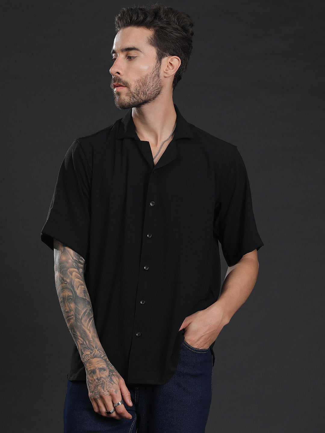 Oversized Cuban Collar Unisex Shirt