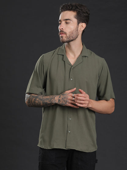 Oversized Cuban Collar Unisex Shirt