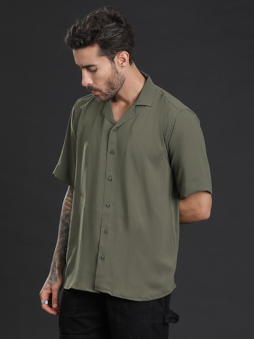 Oversized Cuban Collar Unisex Shirt