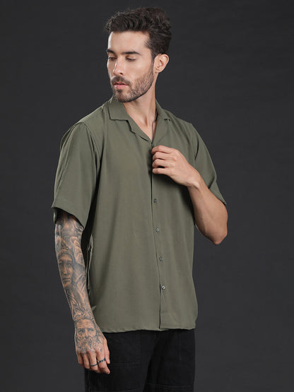 Oversized Cuban Collar Unisex Shirt