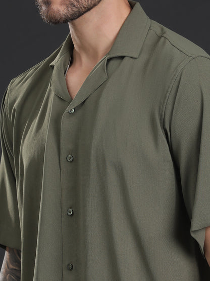 Oversized Cuban Collar Unisex Shirt