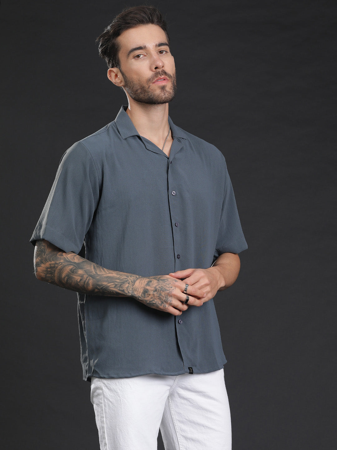 Oversized Cuban Collar Unisex Shirt