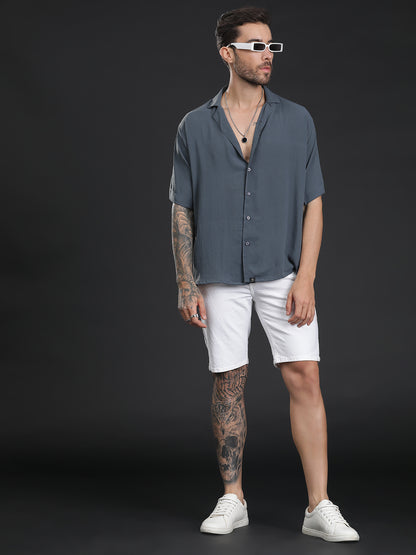 Oversized Cuban Collar Unisex Shirt