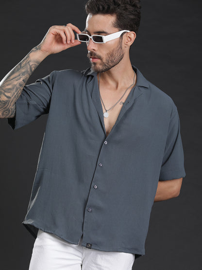 Oversized Cuban Collar Unisex Shirt