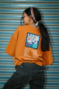 Women Oversized Cotton T-Shirt with Full Back Graphic Print