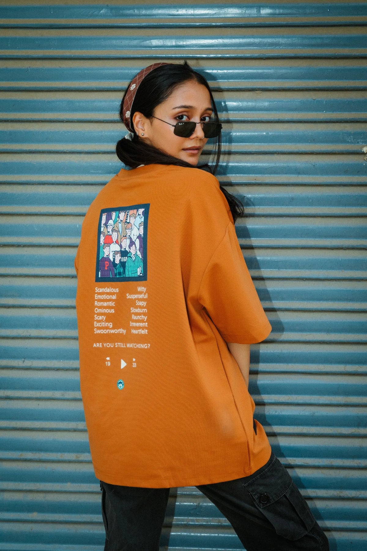 Women Oversized Cotton T-Shirt with Full Back Graphic Print