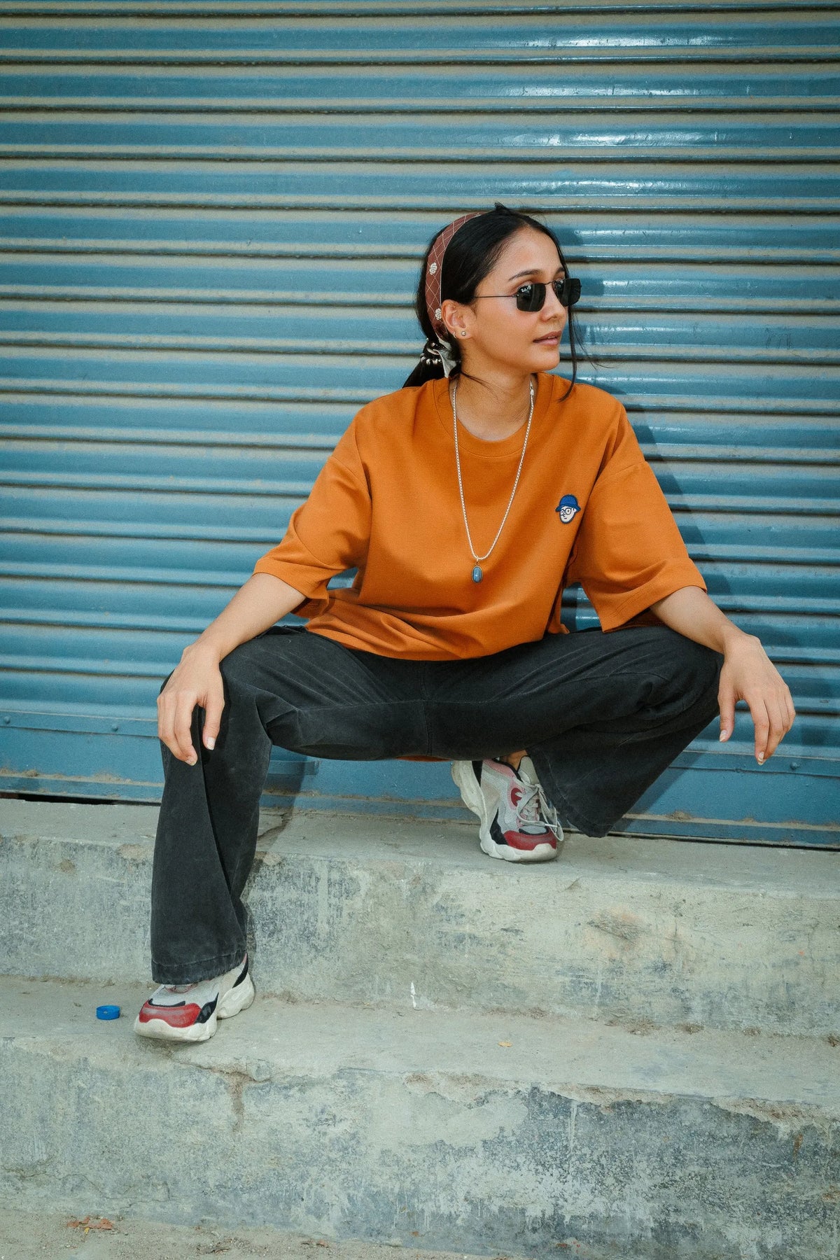 Women Oversized Cotton T-Shirt with Full Back Graphic Print