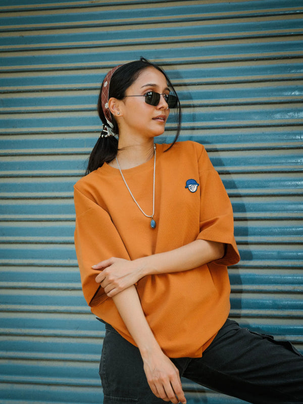 Women Oversized Cotton T-Shirt with Full Back Graphic Print