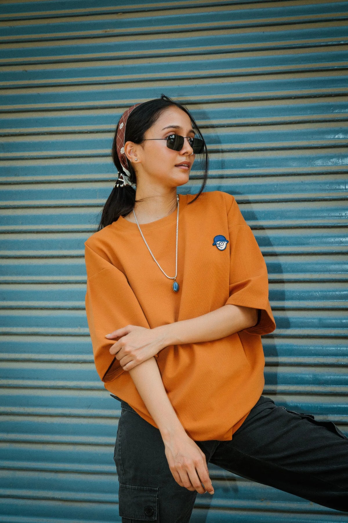 Women Oversized Cotton T-Shirt with Full Back Graphic Print