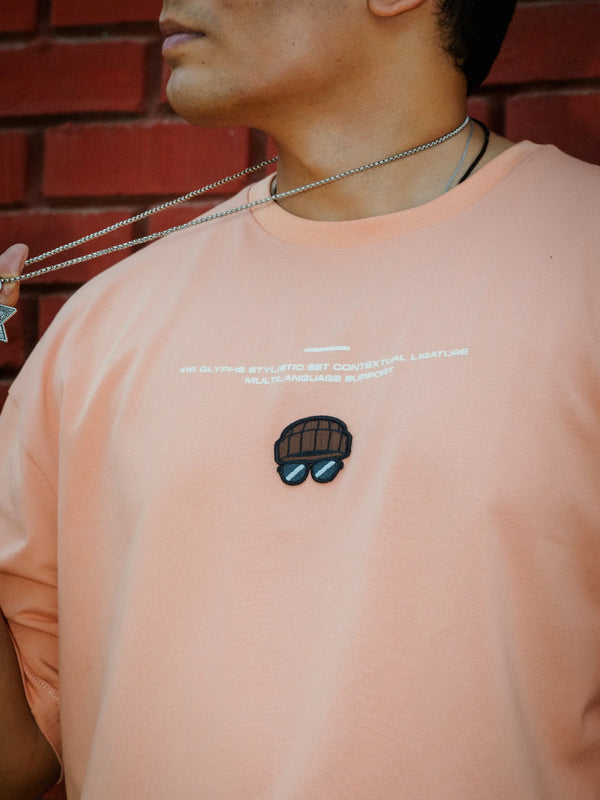 Unisex Oversized Peach Cotton T-Shirt with Back Cartoon Graphic