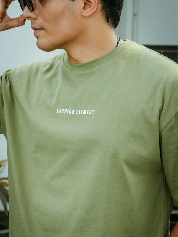Unisex Oversized Olive Green T-Shirt with "Silence" Print & Vintage Graphic