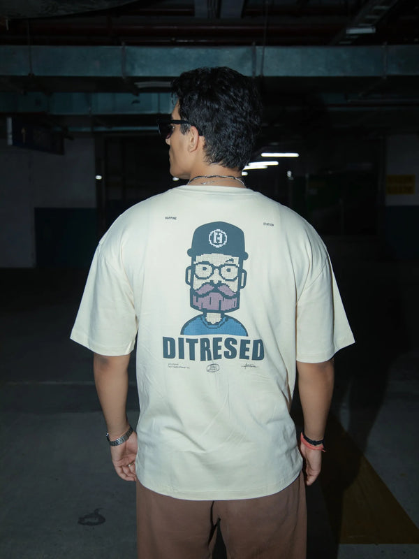 Unisex Oversized Off-White T-Shirt with Typographic Print
