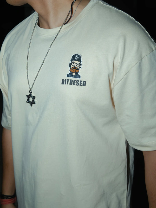 Unisex Oversized Off-White T-Shirt with Typographic Print