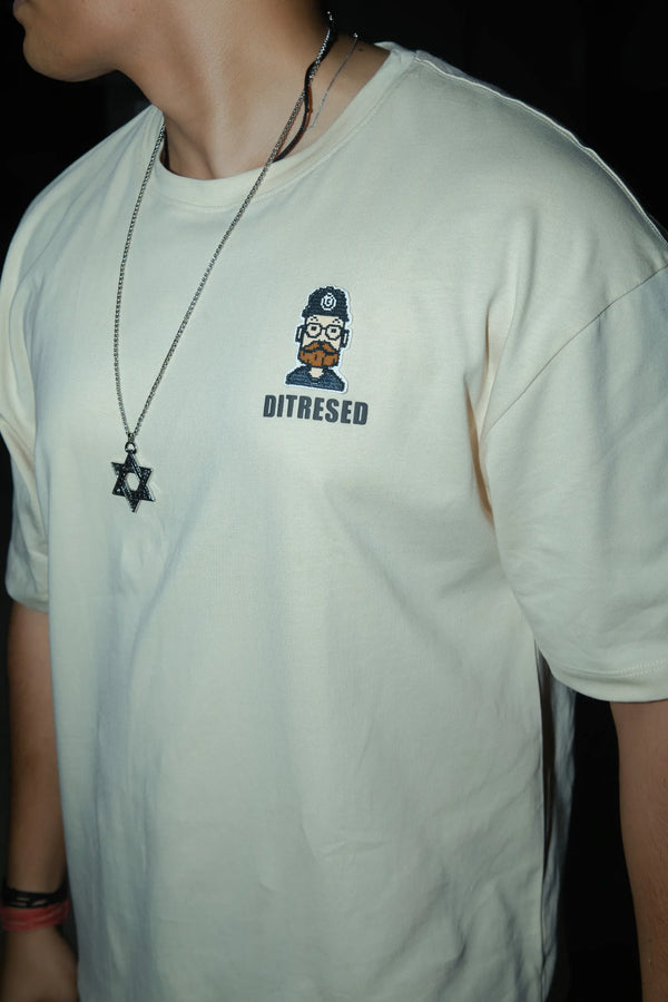Unisex Oversized Off-White T-Shirt with Typographic Print