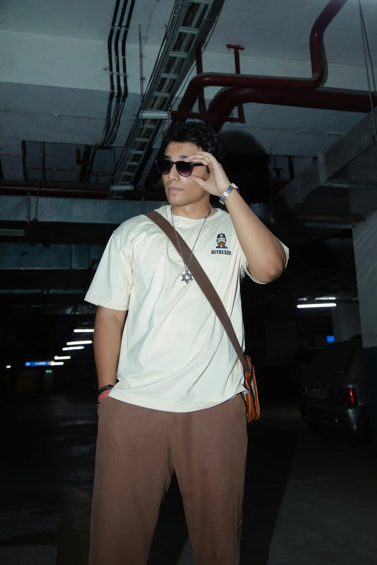 Unisex Oversized Off-White T-Shirt with Typographic Print