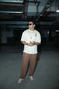 Unisex Oversized Off-White T-Shirt with Typographic Print