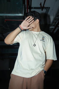 Unisex Oversized Off-White T-Shirt with Typographic Print