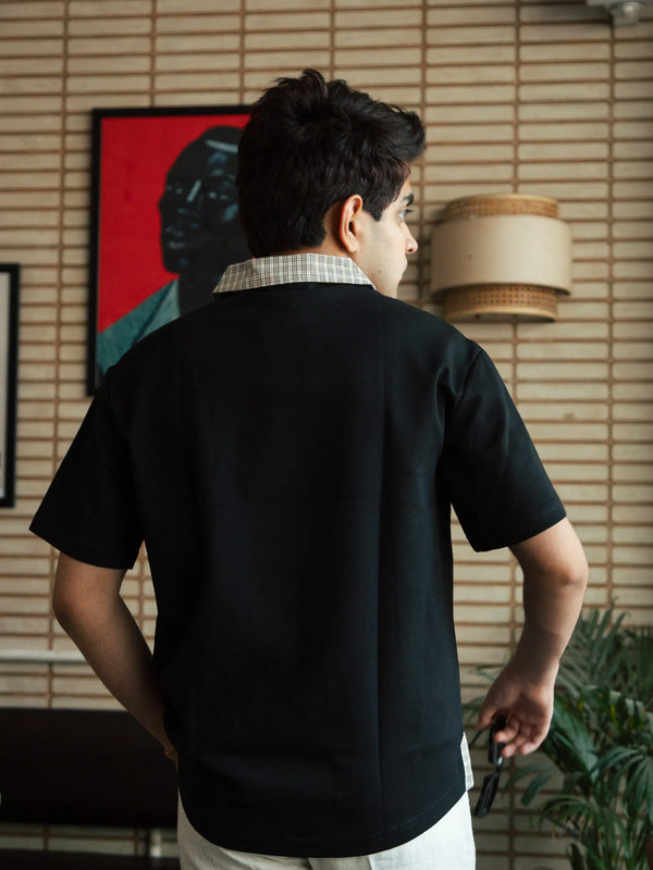 Unisex Black Polo Neck T-Shirt