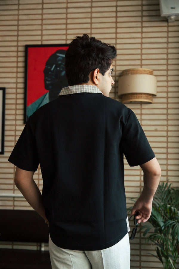 Unisex Black Polo Neck T-Shirt