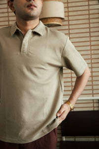 Unisex Beige Polo Neck T-Shirt