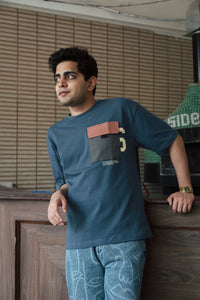 Unisex Blue Round Neck T-Shirt