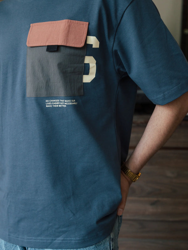 Unisex Blue Round Neck T-Shirt