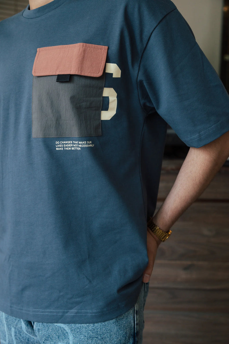 Unisex Blue Round Neck T-Shirt