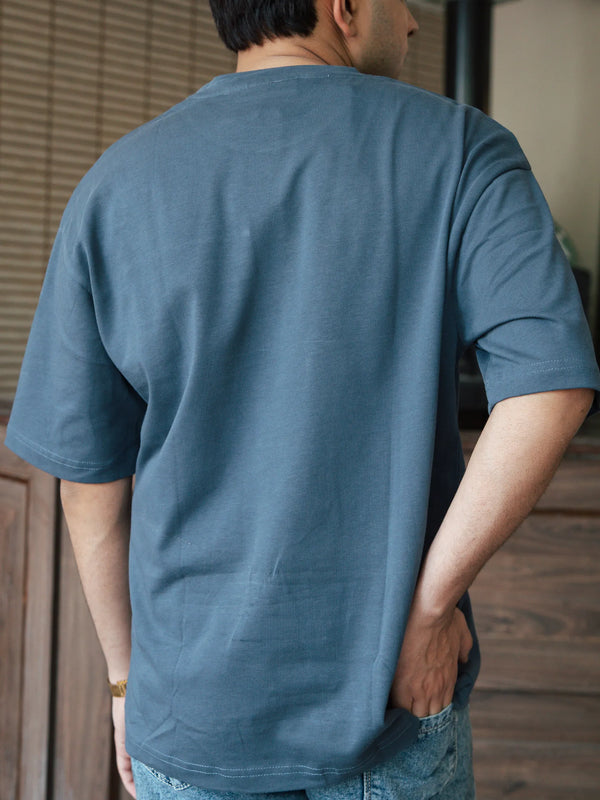 Unisex Blue Round Neck T-Shirt