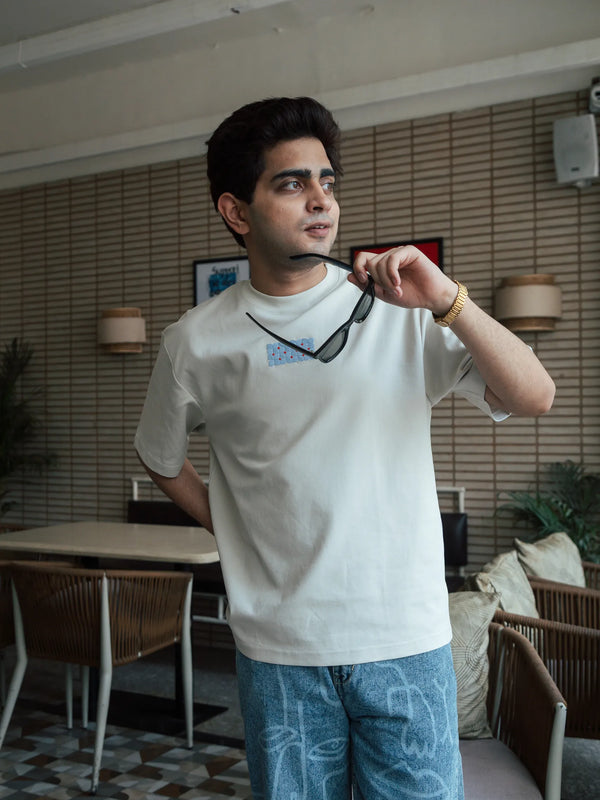 Unisex Beige Round Neck T-Shirt